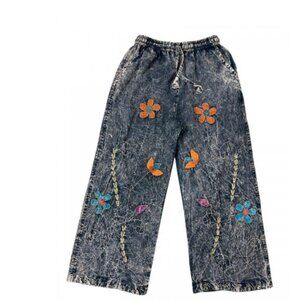 RISING INTERNATIONAL BLACKSTONE STONE WASH EMBROIDERED PANT NWT
